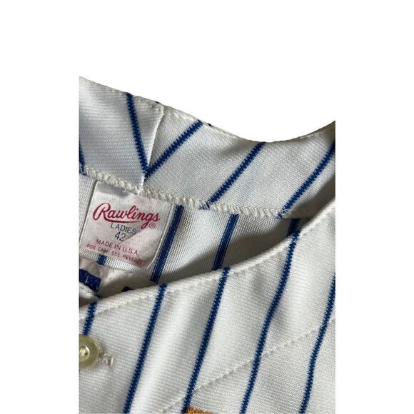 VINTAGE 80s 90 Shirt Womens Short Sleeve Baseball PV 7. Made in USA - Picture 4 of 9